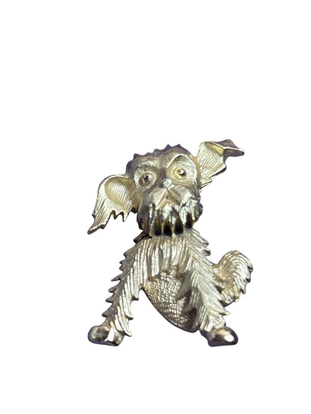 Vintage Goldtone Terrier Puppy Dog Brooch Pin1.5 inches Wear Under eye